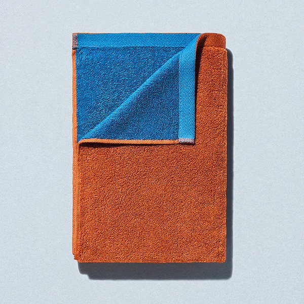 やわらかいタオル バスタオル テラコッタ・うす藍リバーシブル