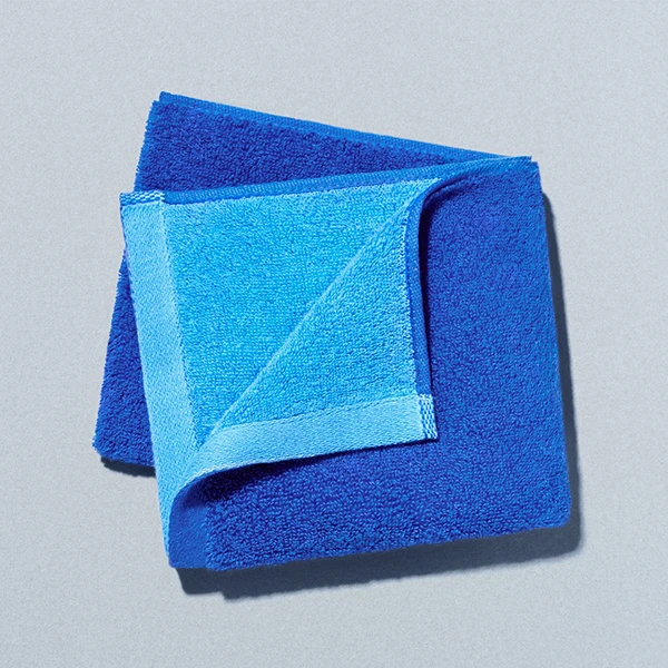 やわらかいフェイスタオル ブルー・みずいろ リバーシブル